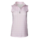 Dapplebay Gingham 1/4 Zip Riding Top - Sleeveless-Pink/White