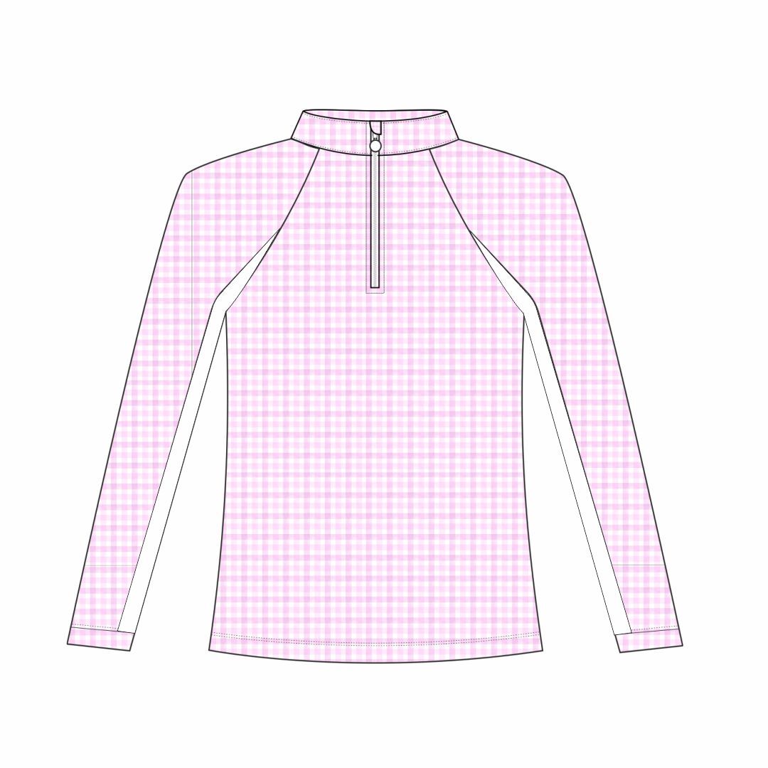 Dapplebay Kids Pink Gingham 1/4 Zip - Long Sleeve - Dapplebay.com