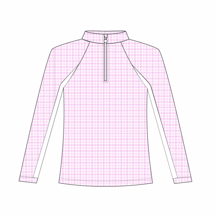 Dapplebay Kids Pink Gingham 1/4 Zip - Long Sleeve - Dapplebay.com