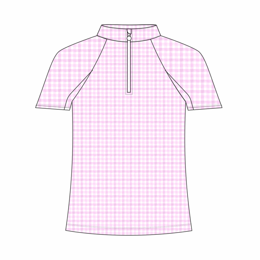 Dapplebay Kids Pink Gingham 1/4 Zip - Short Sleeve - Dapplebay.com