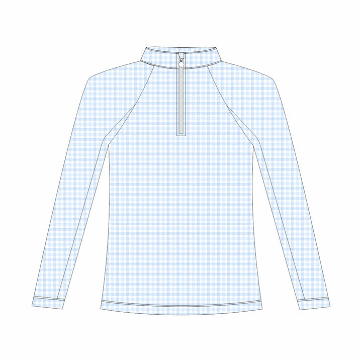 Dapplebay Kids Blue Gingham 1/4 Zip - Long Sleeve-Dapplebay.com