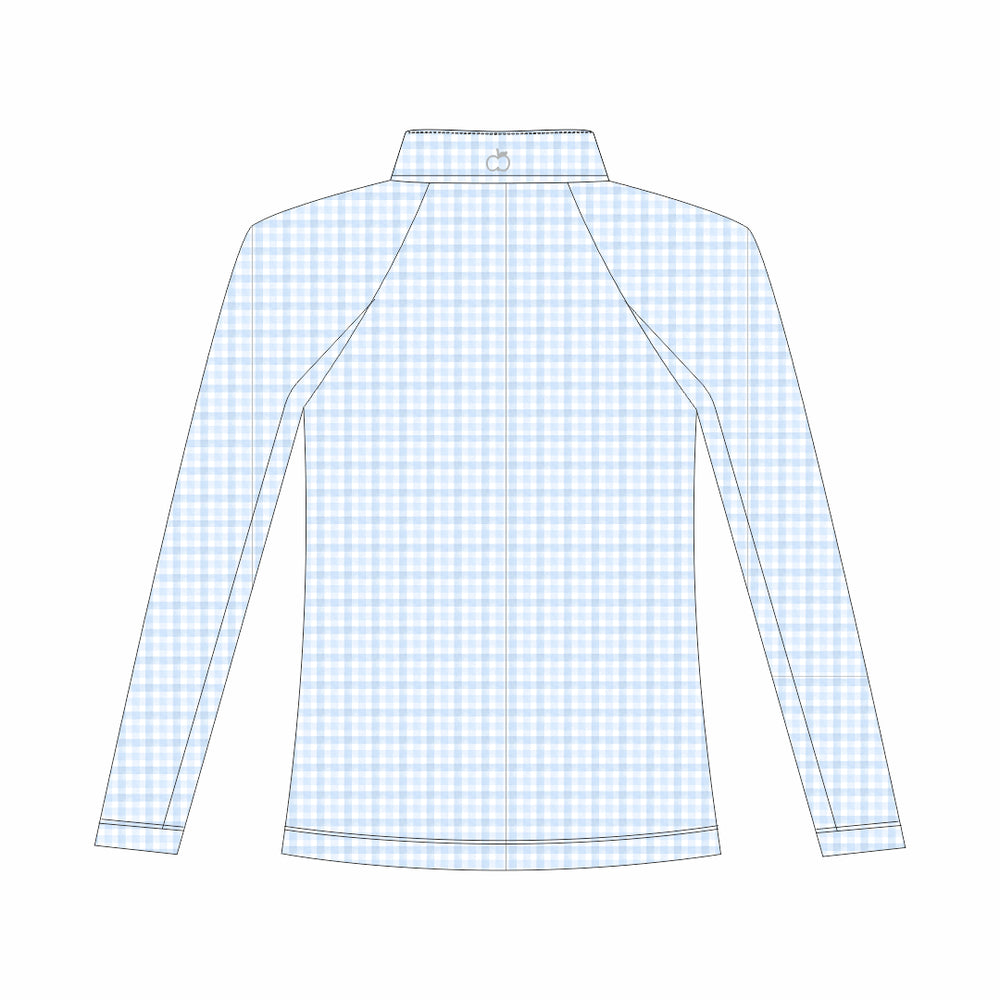 Dapplebay Kids Blue Gingham 1/4 Zip - Long Sleeve-Dapplebay.com