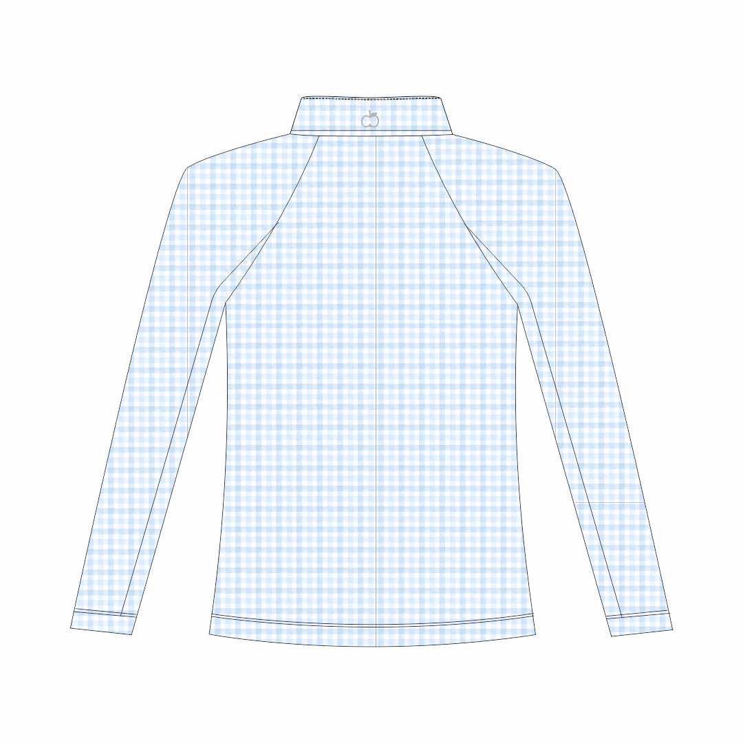 Dapplebay Kids Blue Gingham 1/4 Zip - Long Sleeve-Dapplebay.com