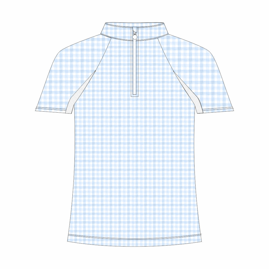 Dapplebay Kids Blue Gingham 1/4 Zip - Short Sleeve-Dapplebay.com