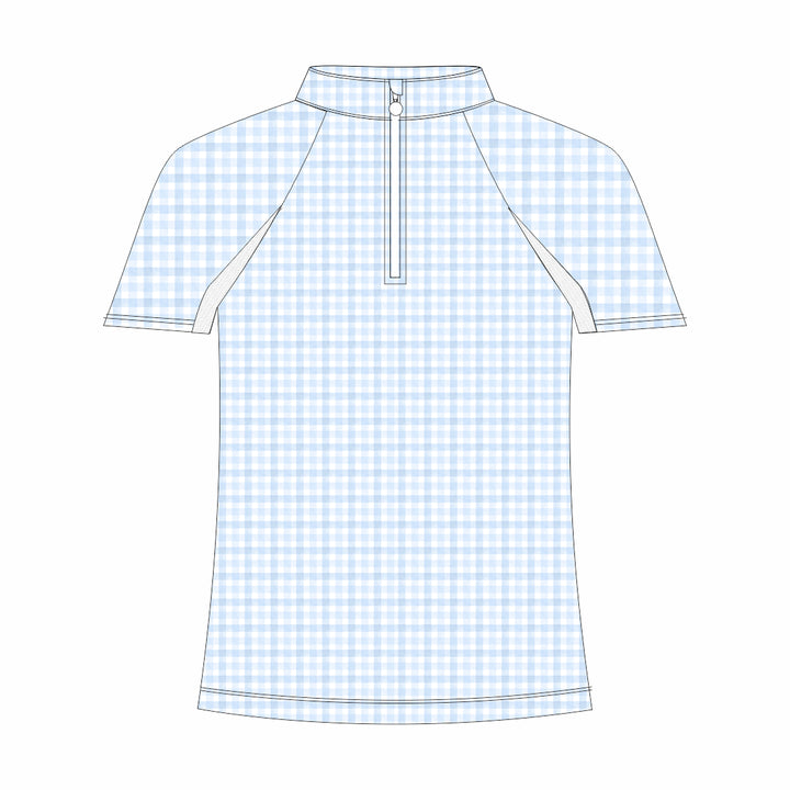 Dapplebay Kids Blue Gingham 1/4 Zip - Short Sleeve-Dapplebay.com