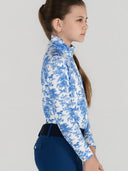 Dapplebay Kids Blue Equestrian Toile 1/4 Zip - Long Sleeve