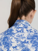 Dapplebay Kids Blue Equestrian Toile 1/4 Zip - Long Sleeve