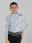 Dapplebay Kids Equestrian Toile 1/4 Zip LS Riding Top-Moonrise