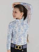 Dapplebay Kids Equestrian Toile 1/4 Zip LS Riding Top-Moonrise