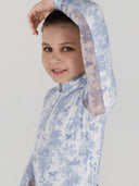 Dapplebay Kids Equestrian Toile 1/4 Zip LS Riding Top-Moonrise