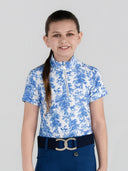 Dapplebay Kids Blue Equestrian Toile 1/4 Zip - Short Sleeve