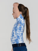 Dapplebay Kids Blue Equestrian Toile 1/4 Zip - Short Sleeve