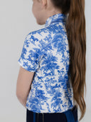 Dapplebay Kids Blue Equestrian Toile 1/4 Zip - Short Sleeve