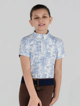 Dapplebay Kids Equestrian Toile 1/4 Zip SS Riding Top-Moonrise