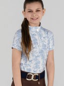 Dapplebay Kids Equestrian Toile 1/4 Zip SS Riding Top-Moonrise