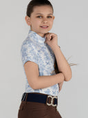 Dapplebay Kids Equestrian Toile 1/4 Zip SS Riding Top-Moonrise