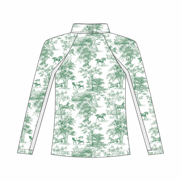 Dapplebay Kids Green Equestrian Toile 1/4 Zip - Long Sleeve - Dapplebay.com