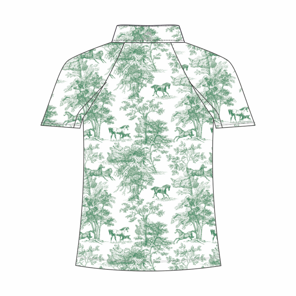 Dapplebay Kids Green Equestrian Toile 1/4 Zip - Short Sleeve - Dapplebay.com