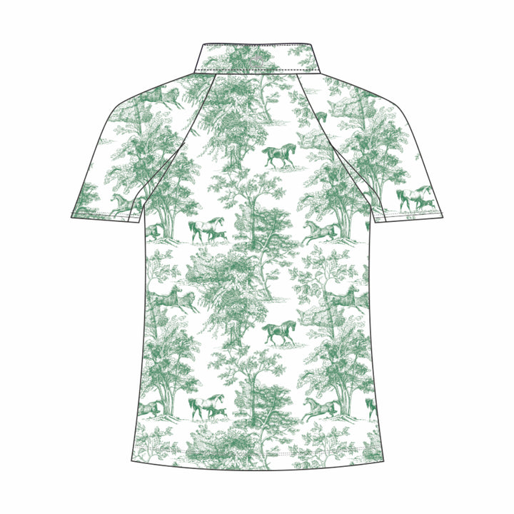 Dapplebay Kids Green Equestrian Toile 1/4 Zip - Short Sleeve - Dapplebay.com