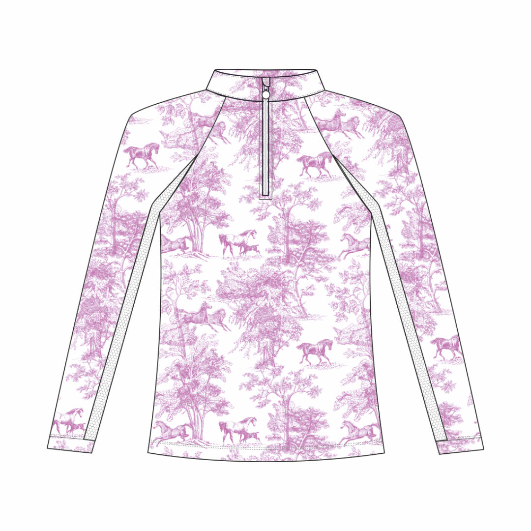 Dapplebay Kids Rose Equestrian Toile 1/4 Zip - Long Sleeve - Dapplebay.com