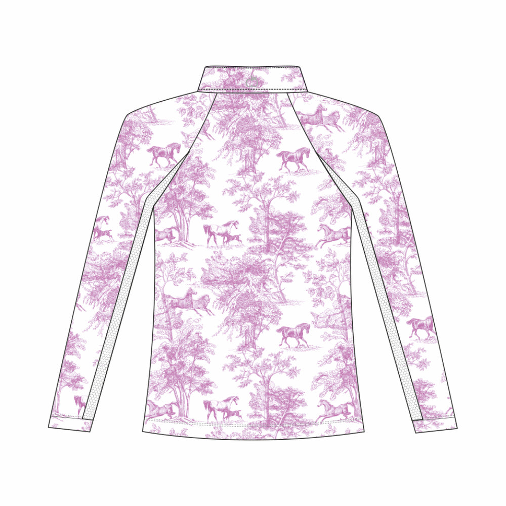 Dapplebay Kids Rose Equestrian Toile 1/4 Zip - Long Sleeve - Dapplebay.com