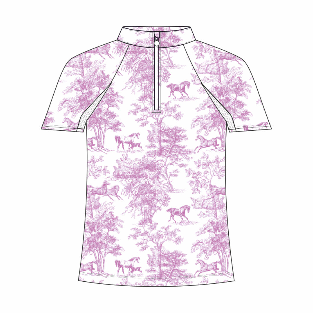 Dapplebay Kids Rose Equestrian Toile 1/4 Zip - Short Sleeve - Dapplebay.com