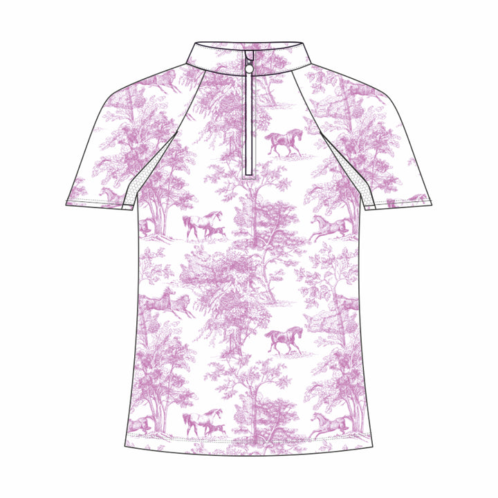 Dapplebay Kids Rose Equestrian Toile 1/4 Zip - Short Sleeve - Dapplebay.com