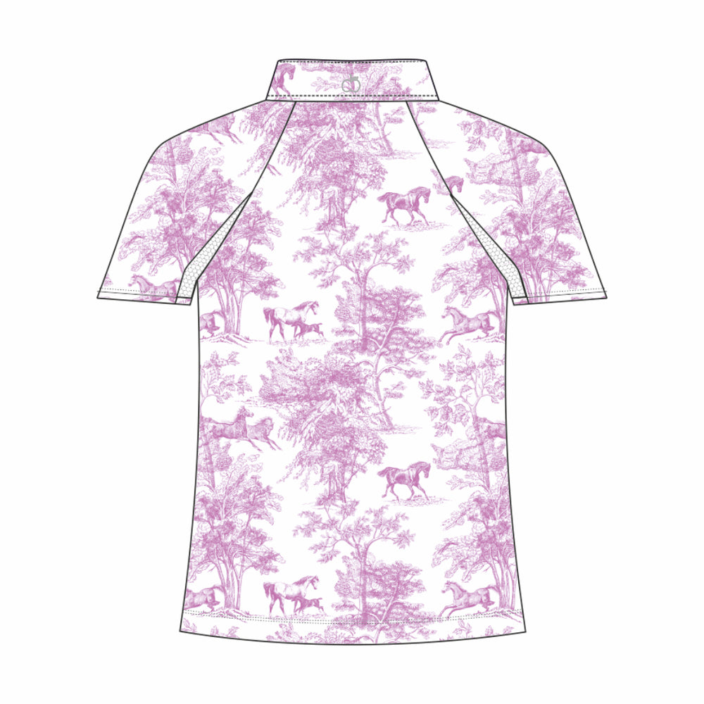 Dapplebay Kids Rose Equestrian Toile 1/4 Zip - Short Sleeve - Dapplebay.com