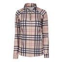 Dapplebay Holiday Plaid  Ladies 1/4 Zip Riding Top- Tan