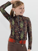Dapplebay Autumn Toile Kid's 1/4 Zip LS Riding Top-Dark Bay