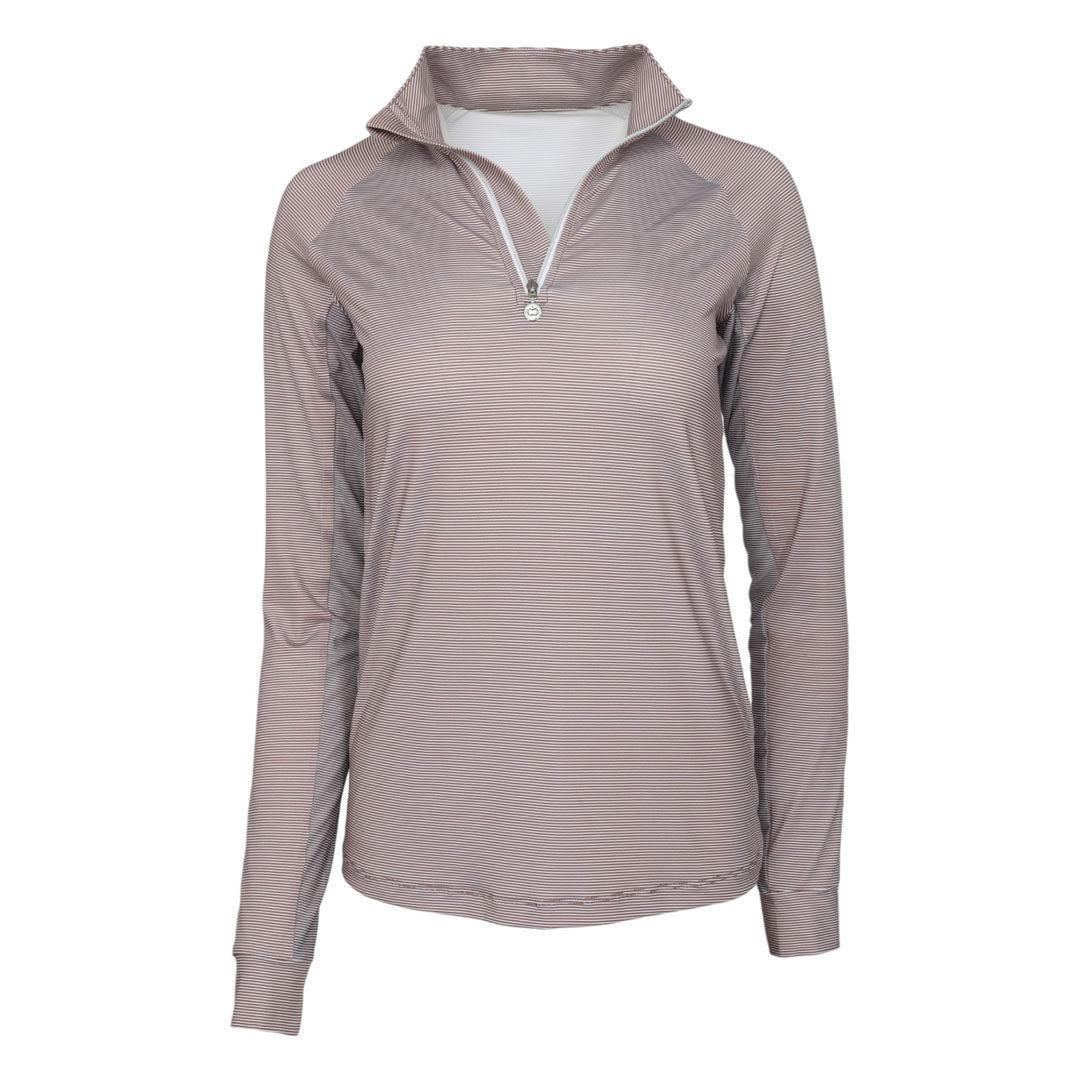 Dapplebay Chestnut Stripe 1/4 Zip Riding Top -Dapplebay.com