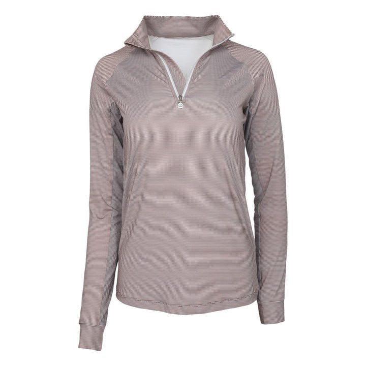 Dapplebay Chestnut Stripe 1/4 Zip Riding Top -Dapplebay.com