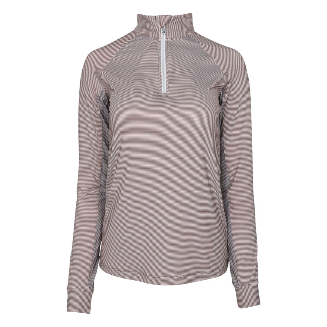 Dapplebay Chestnut Stripe 1/4 Zip Riding Top -Dapplebay.com