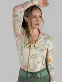Dapplebay Vintage Floral 1/4 Zip LS Riding Top