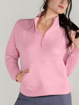 Dapplebay Crest 1/2 Zip French Terry Sweatshirt-Ballet Pink