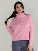 Dapplebay Crest 1/2 Zip French Terry Sweatshirt-Ballet Pink