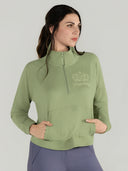 Dapplebay Crest 1/2 Zip French Terry Sweatshirt-Sage