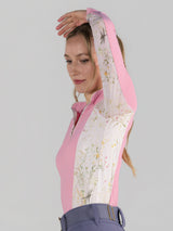 Dapplebay Grace 1/4 Zip LS Riding Top-Light Pink/Dragonfly Meadow
