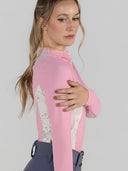 Dapplebay Grace 1/4 Zip LS Riding Top-Light Pink/Dragonfly Meadow