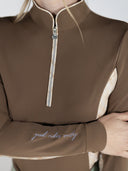Dapplebay Grace 1/4 Zip LS Riding Top-Chestnut/Spring Plaid