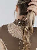 Dapplebay Grace 1/4 Zip LS Riding Top-Chestnut/Spring Plaid