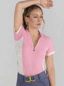Dapplebay Grace 1/4 Zip SS Riding Top-Light Pink/Dragonfly Meadow