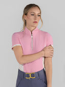 Dapplebay Grace 1/4 Zip SS Riding Top-Light Pink/Dragonfly Meadow