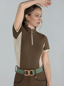 Dapplebay Grace 1/4 Zip SS Riding Top-Chestnut/Spring Plaid