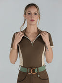 Dapplebay Grace 1/4 Zip SS Riding Top-Chestnut/Spring Plaid