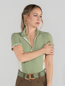 Dapplebay Grace 1/4 Zip SS Riding Top-Chestnut/Spring Plaid