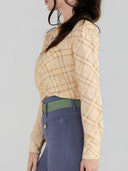 Dapplebay Spring Plaid Breezy Button Up Top-Tan