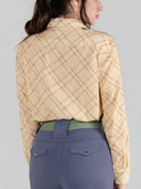 Dapplebay Spring Plaid Breezy Button Up Top-Tan