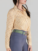 Dapplebay Spring Plaid Breezy Button Up Top-Tan