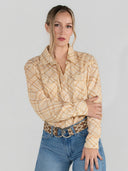 Dapplebay Spring Plaid Breezy Button Up Top-Tan
